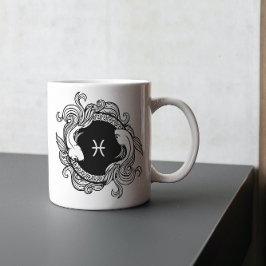 Pisces Zodiac-tecken grundläggande minimalistisk R Kaffemugg