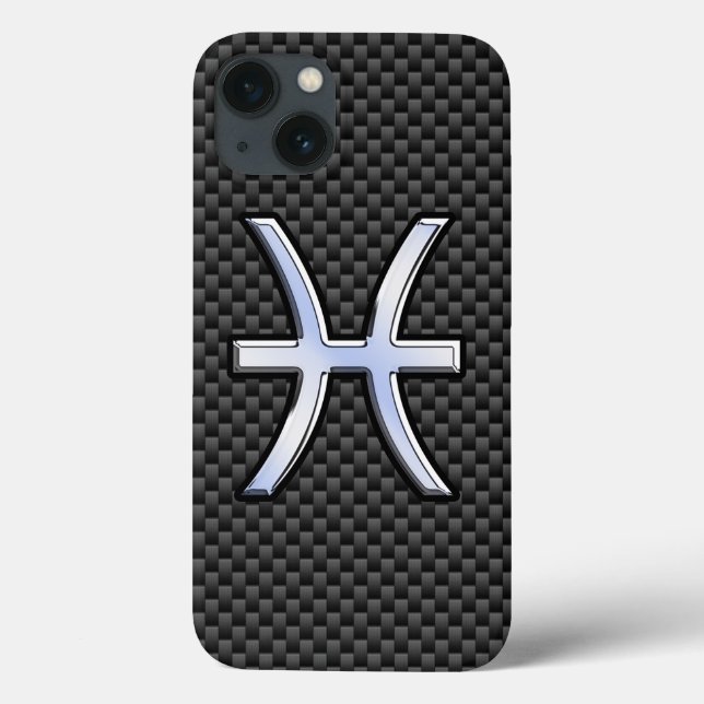 Pisces Zodiac-tecken i Carbon Fiber Stil (Baksida)