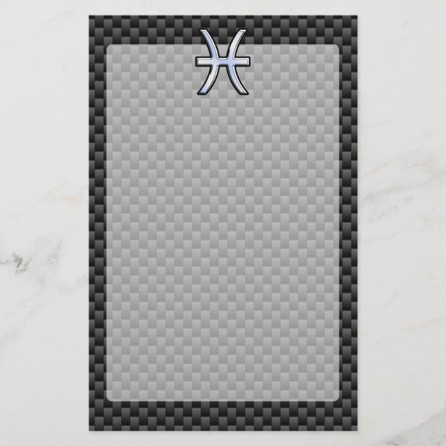 Pisces Zodiac-tecken i Carbon Fiber Stil Brevpapper (Framsida)