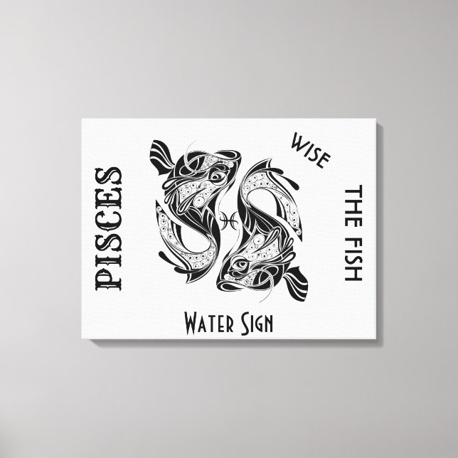 Pisces Zodiac-tecken och symbol Canvastryck (Framsida)