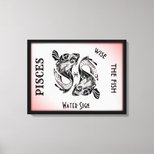 Pisces Zodiac-tecken och Symbol Wrapped Canvas