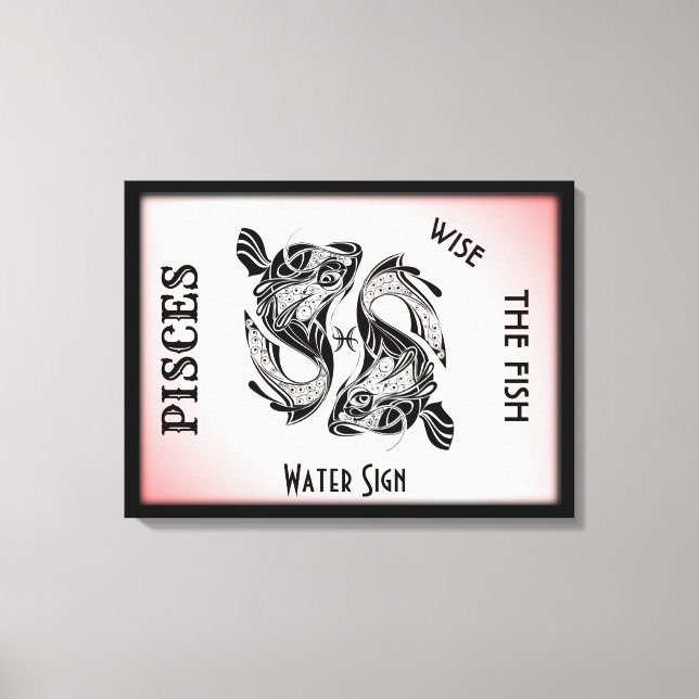 Pisces Zodiac-tecken och Symbol Wrapped Canvas (Framsida)