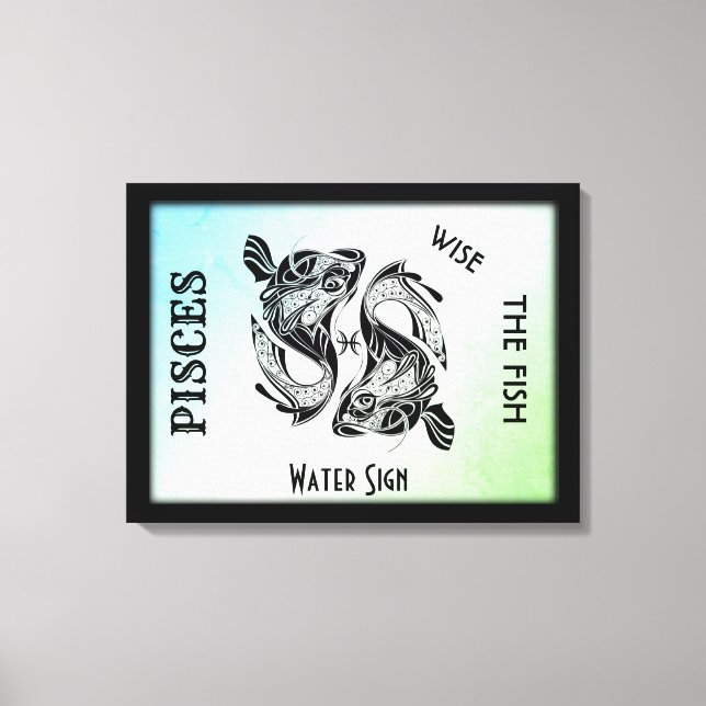 Pisces Zodiac-tecken och Symbol Wrapped Canvas (Framsida)