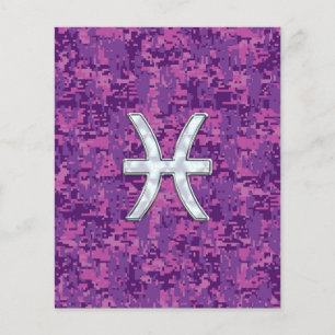 Pisces Zodiac-tecken på Fuchsia Digital Camo Flygblad