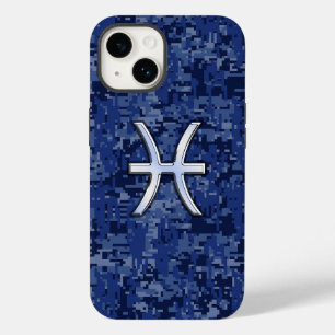 Pisces Zodiac-tecken på marinblå Camo