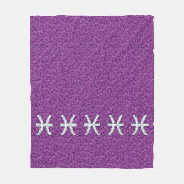 Pisces Zodiac-tecken på Rosa Digital Camo Fleecefilt (Framsidan)