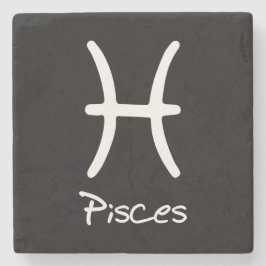 Pisces Zodiac-tecken på svart bakgrund Stenunderlägg