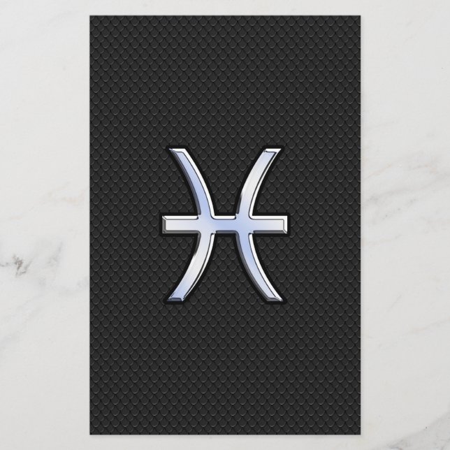 Pisces Zodiac-tecken på svart snake Skin Decor Brevpapper (Framsida)