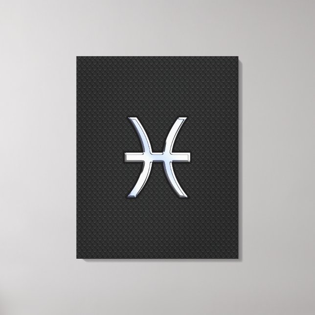 Pisces Zodiac-tecken på svart snake Skin Decor Canvastryck (Framsida)