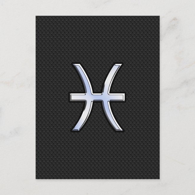 Pisces Zodiac-tecken på svart snake Skin Decor Vykort (Framsida)