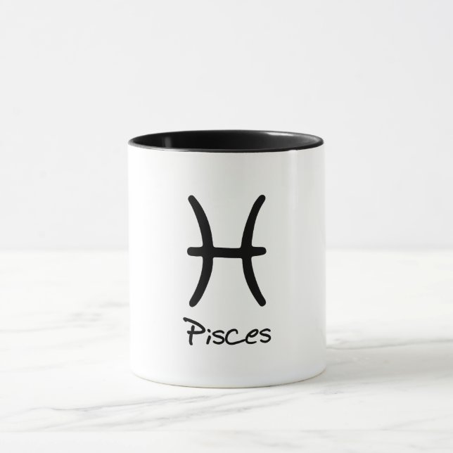 Pisces Zodiac-tecken på vit bakgrund Mugg (Center)