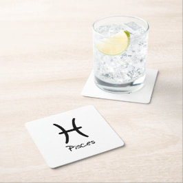 Pisces Zodiac-tecken på vit bakgrund Underlägg Papper Kvadrat