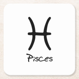 Pisces Zodiac-tecken på vit bakgrund Underlägg Papper Kvadrat
