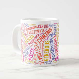 Pisces Zodiac Tecken Textrem Mönster Jumbo Mugg