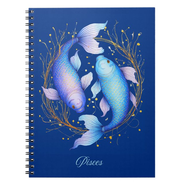 Pisces Zodiac-tecken, två Gracval Koi Fish Anteckningsbok (Framsidan)