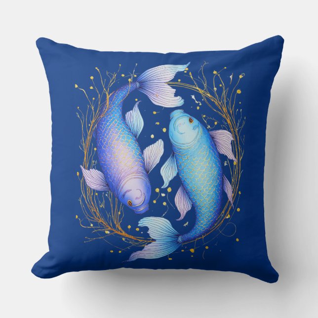 Pisces Zodiac-tecken, två Gracval Koi Fish Kudde (Framsida)