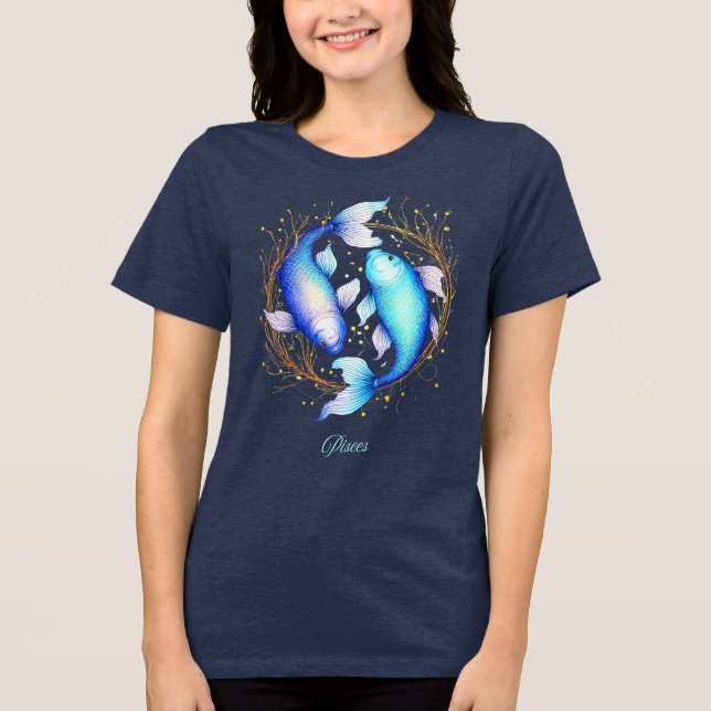 Pisces Zodiac-tecken, två Gracval Koi Fish T Shirt (Framsida)