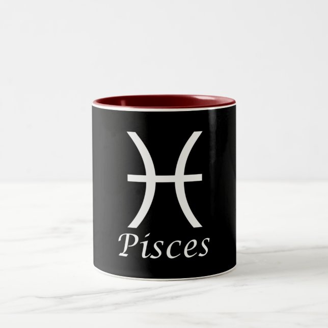 "Pisces" Zodiac-tecken Två-Tonad Mugg (Center)