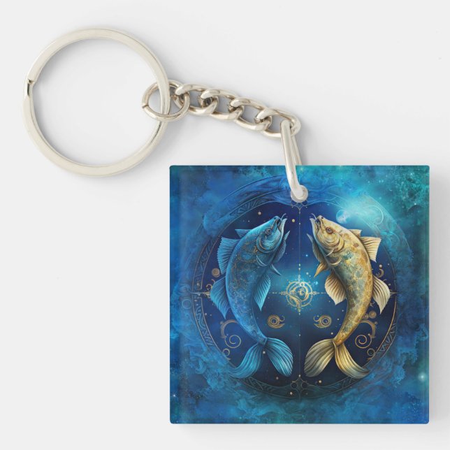 Pisces Zodiac-tecken Vattenfärgsdesign (Framsidan)