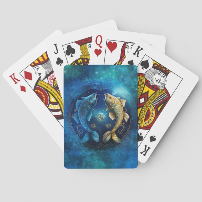 Pisces Zodiac-tecken Vattenfärgsdesign Casinokort (Baksidan)