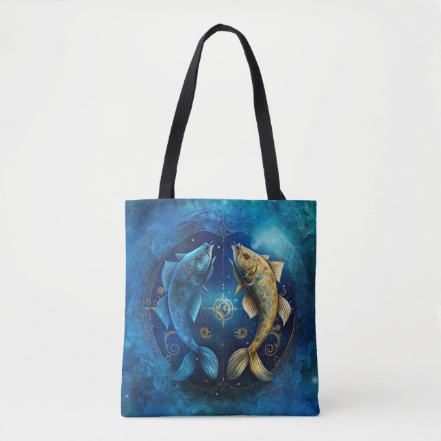 Pisces Zodiac-tecken Vattenfärgsdesign Tygkasse (Framsida)