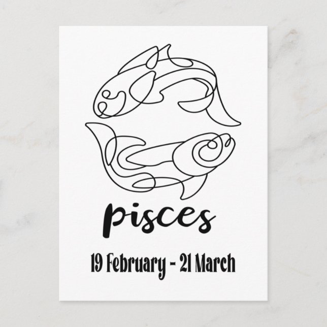Pisces, Zodiac-tecken Vykort (Framsida)