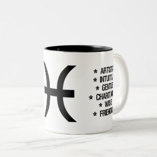Pisces Zodiac undertecknar ("fisken") Två-Tonad Mugg