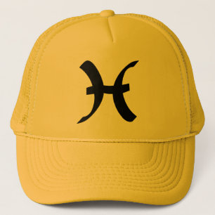 Pisces Zodiac undertecknar gult guld Truckerkeps