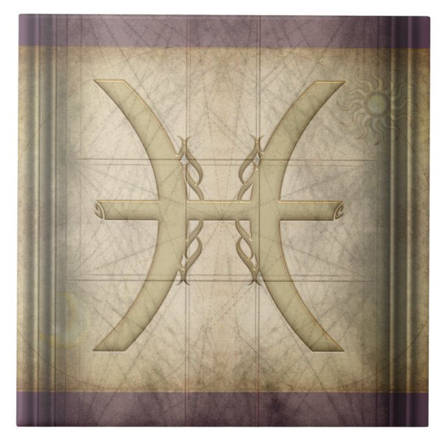 Pisces Zodiac undertecknar Kakelplatta (Framsidan)