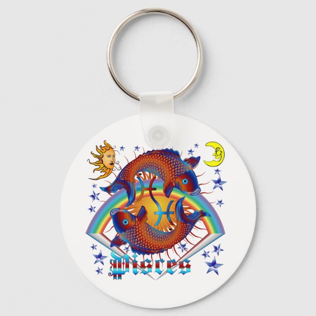 Pisces-Zodiac-V-1 Nyckelring (Framsida)