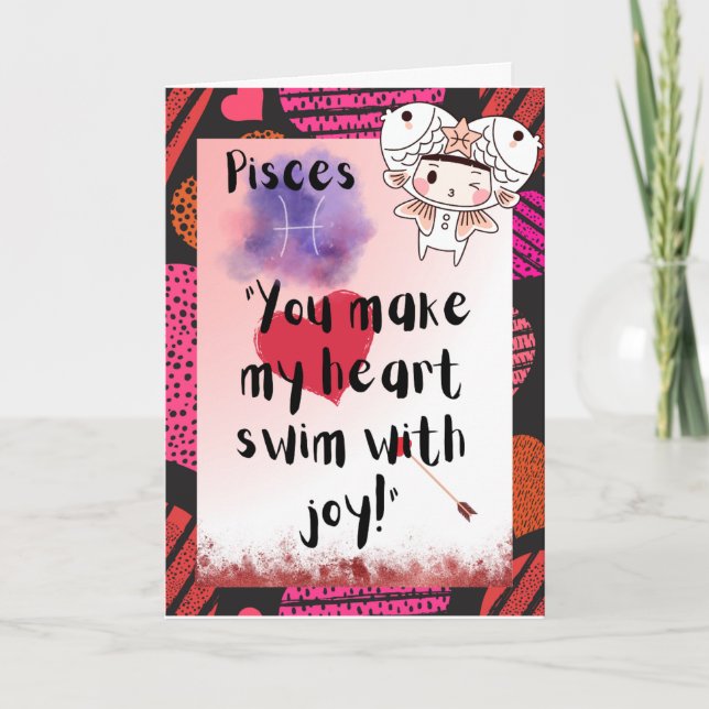 Pisces Zodiac Valentiness Personlig Card Kort (Framsida)