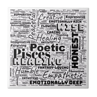 Pisces Zodiac Word Cloud Inspirational Photo Tile Kakelplatta