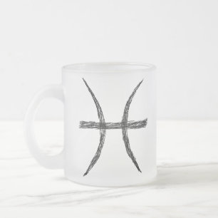 Pisces. Zodiacastrologi undertecknar. Black. Frostad Glasmugg