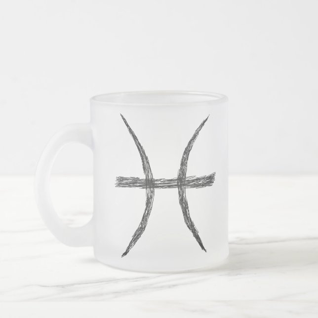 Pisces. Zodiacastrologi undertecknar. Black. Frostad Glasmugg (Vänster)