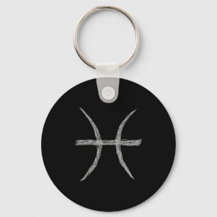 Pisces. Zodiacastrologi undertecknar. Black. Nyckelring