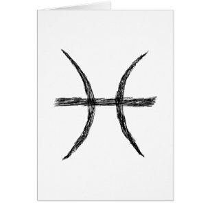 Pisces. Zodiacastrologi undertecknar. Black. OBS Kort