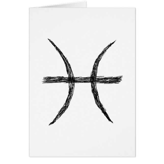 Pisces. Zodiacastrologi undertecknar. Black. OBS Kort (Framsidan)