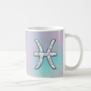 Pisces Zodiacmor av den pärlemorfärg stildekoren Kaffemugg