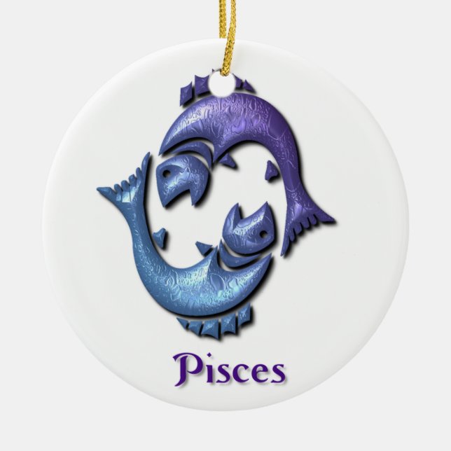 Pisces Zodiacprydnad Julgransprydnad Keramik (Framsidan)