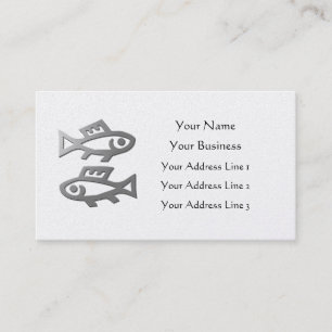 Pisces Zodiacstjärntecken i ljust silver på guld Visitkort