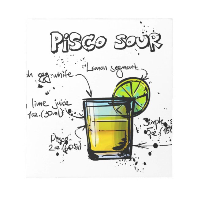 Pisco Sour Cocktail Recipe Anteckningsblock (Framsida)