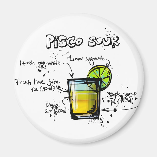 Pisco Sour Cocktail Recipe Magnet (Framsidan)
