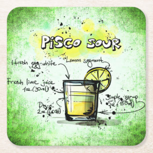 Pisco Sour Drink Recipe Underlägg Papper Kvadrat
