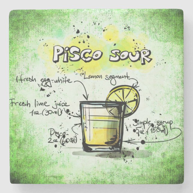 Pisco Sour Drink Recipe Underlägg Sten (Framsidan)