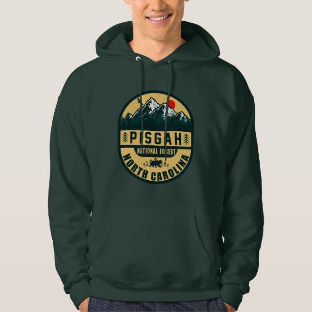Pisgah National Forest NC Retro Sunset Souvenirs Hoodie (Framsida)