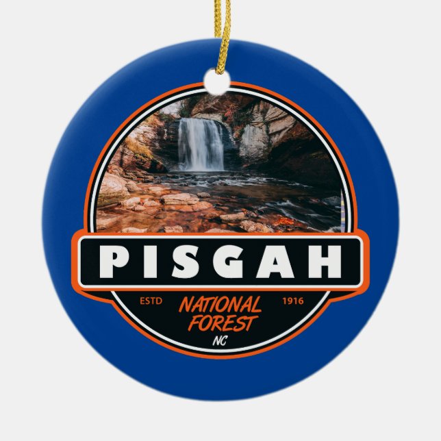 Pisgah National Forest North Carolina Emblem Julgransprydnad Keramik (Framsidan)