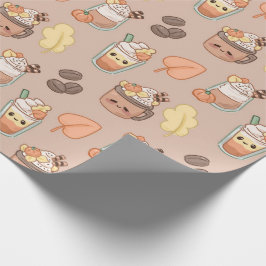 Piskade höstdrycker & blad-mönster presentpapper
