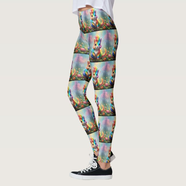  piskor: Rainbow Unicorn Squirrel Leggings (Vänster)