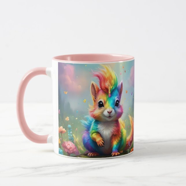  piskor: Rainbow Unicorn Squirrel Mugg (Vänster)