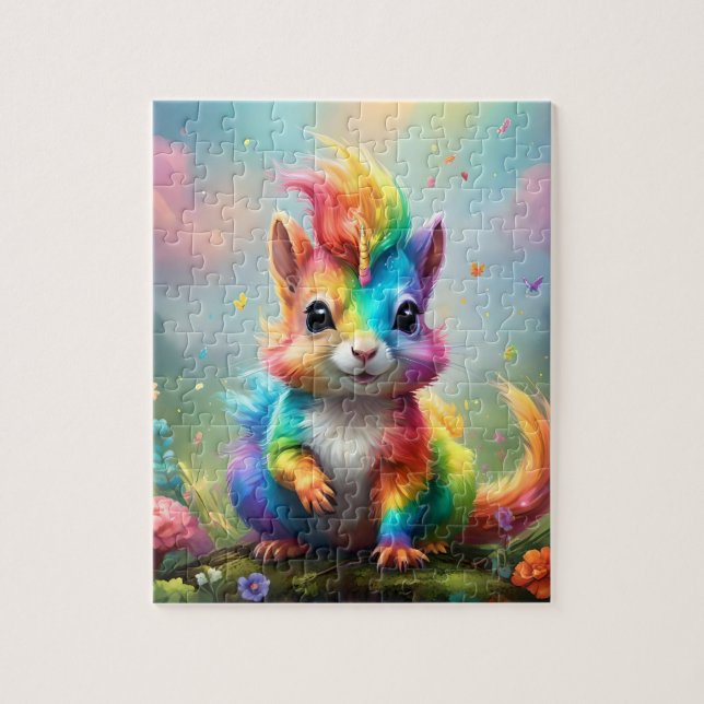  piskor: Rainbow Unicorn Squirrel Pussel (Vertikal)